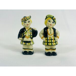 VTG Scottish Boy Girl Kilt Salt and Pepper Shakers Ceramic School Children